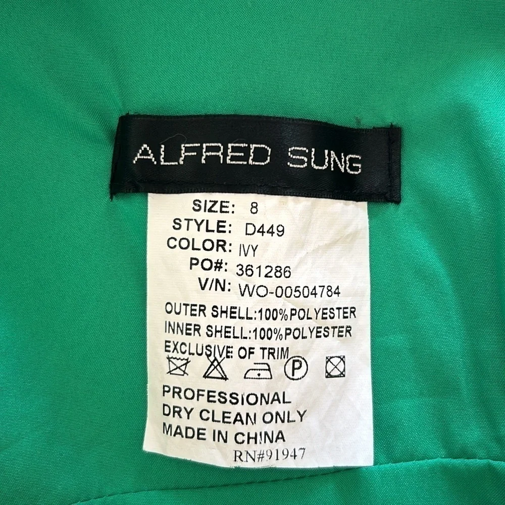 NWT Alfred Sung Dupion Halter Dress in Ivy Size 8 - Picture 9 of 10